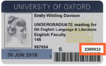 The card number of a University-issued card is in the bottom-right corner of the card, above the barcode.