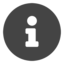 Dark grey circle icon with a white letter 'i' in the middle