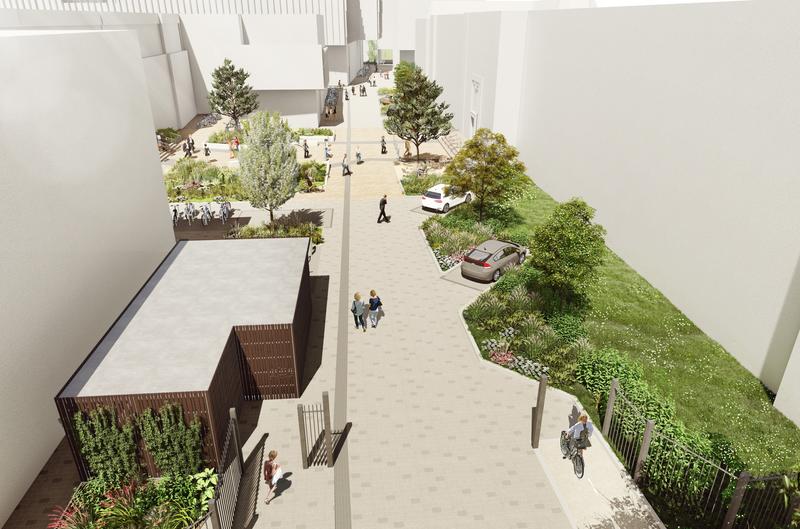 Artists impression of new landscaping plans at Hinshelwood Road