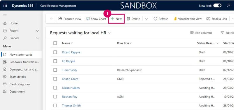 card user documentation  create new request