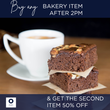 Buy any bakery item after 2pm and get the second item half-price