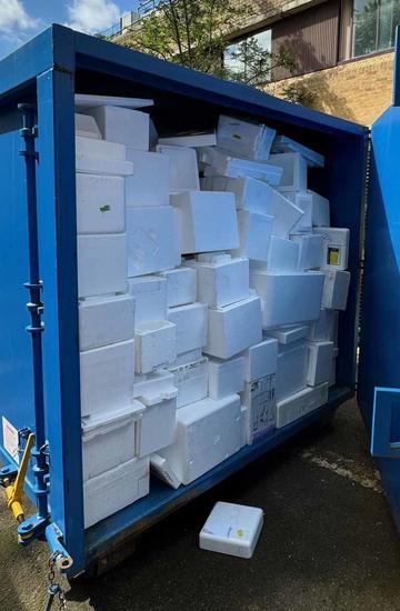 full polystyrene skip