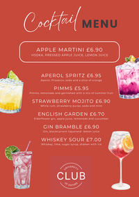 uni club bar menu  april