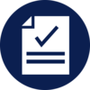 Dark blue icon of paper document
